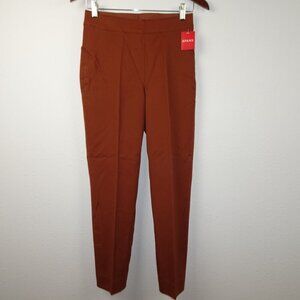 SPANX On the Go Ankle Slim Straight Pants Women's Size S Brown Orange Bronze